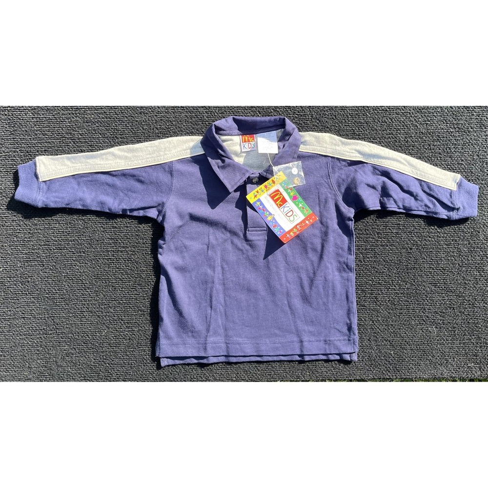 Vintage Y2K McKids Rugby Polo‎ Shirt Boys 18 Mo Navy Grey Long Sleeve Cotton